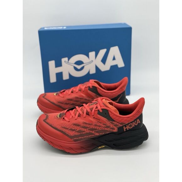 Hoka One Mens Speedgoat 5 GTX Fire Red Shoes New Size 8.5 FTHY - Picture 1 of 9